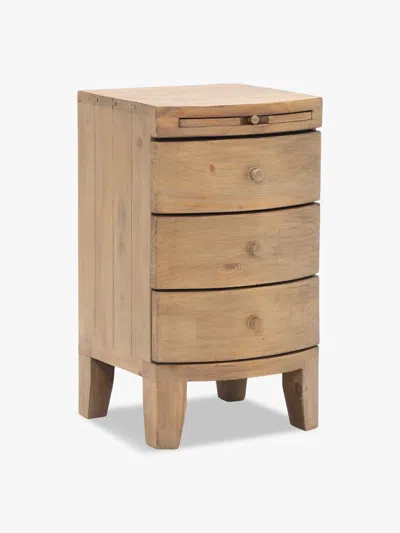 BARKER AND STONEHOUSE LEWES RECLAIMED WOOD 3 DRAWER BEDSIDE, WHEAT