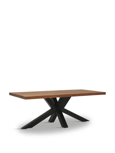 BARKER AND STONEHOUSE NAVARRO SOLID OAK STAR DINING TABLE WITH BLACK M