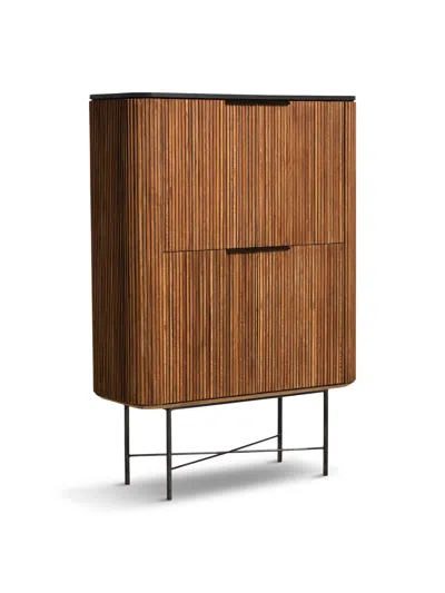 BARKER AND STONEHOUSE TRINIDAD FLUTED RECLAIMED TEAK WOOD TALL CABINET