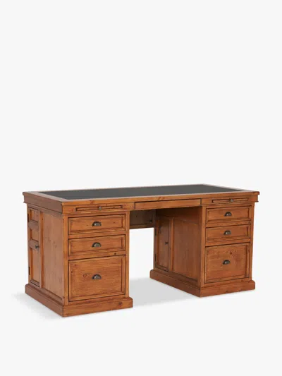 BARKER AND STONEHOUSE VILLIERS RECLAIMED WOOD DOUBLE PEDESTAL DESK