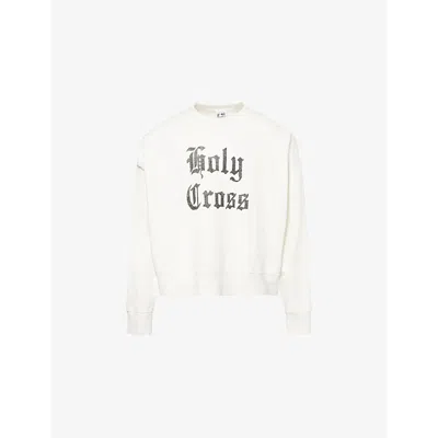 BASKETCASE MENS OFF-WHITE HOLY CROSS CREW-NECK COTTON-JERSEY SWEATSHIRT