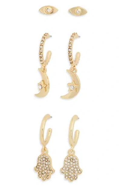 BAUBLEBAR BAUBLEBAR SET OF 3 CRYSTAL EMBELLISHED STUD & DROP EARRINGS