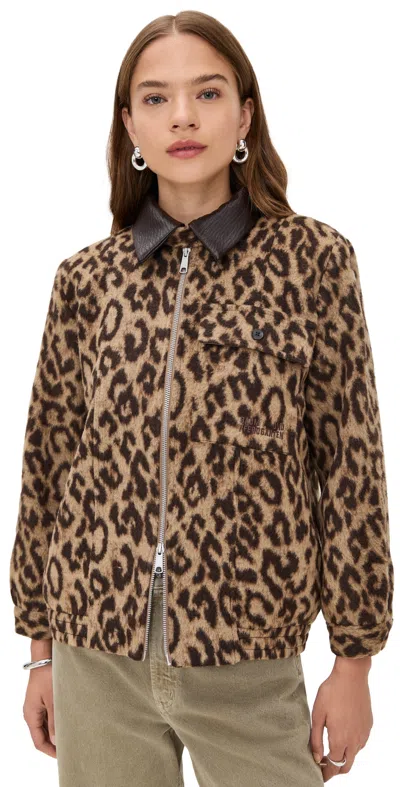 BAUM UND PFERDGARTEN BELINE BARN JACKET WOOL CAMEL LEOPARD