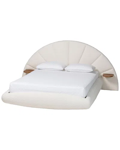 BAXTON STUDIO BAXTON STUDIO CHERISE MODERN BOUCLE FLOATING BED WITH BUILT-IN SHELVES