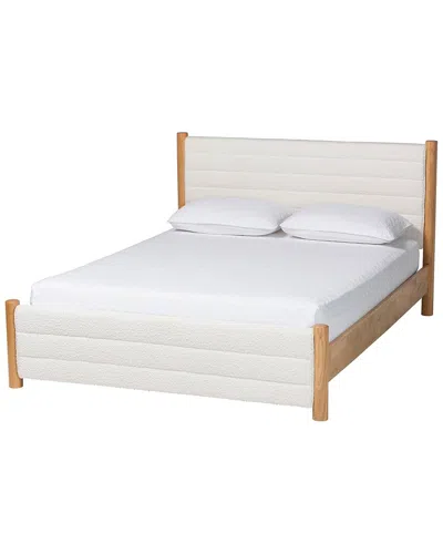 BAXTON STUDIO BAXTON STUDIO EILERT MODERN BOUCLE & WOOD QUEEN BED