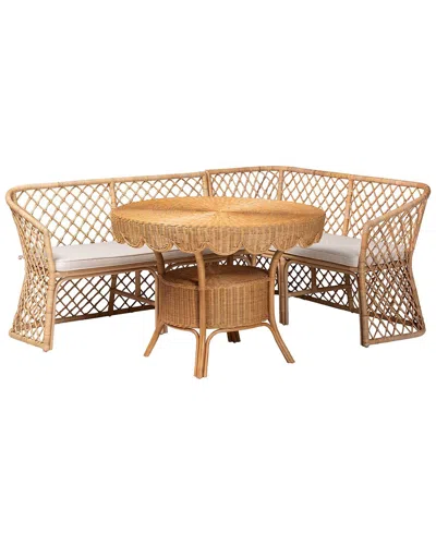 BAXTON STUDIO BAXTON STUDIO FRAYNE BOHEMIAN RATTAN 3PC DINING NOOK SET