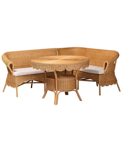 BAXTON STUDIO BAXTON STUDIO KEITHA BOHEMIAN RATTAN 3PC DINING NOOK SET
