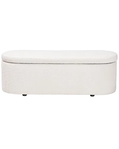 BAXTON STUDIO BAXTON STUDIO LAVINA MODERN WHITE TEDDY-BEAR FABRIC STORAGE BENCH