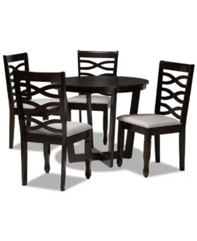 BAXTON STUDIO LEDA MODERN AND CONTEMPORARY FABRIC UPHOLSTERED 5 PIECE DINING SET