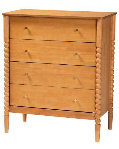 BAXTON STUDIO BAXTON STUDIO LUCERA MID-CENTURY BOBBIN WOOD 4-DRAWER CHEST