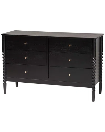 BAXTON STUDIO BAXTON STUDIO LUCERA MID-CENTURY BOBBIN WOOD 6-DRAWER DRESSER