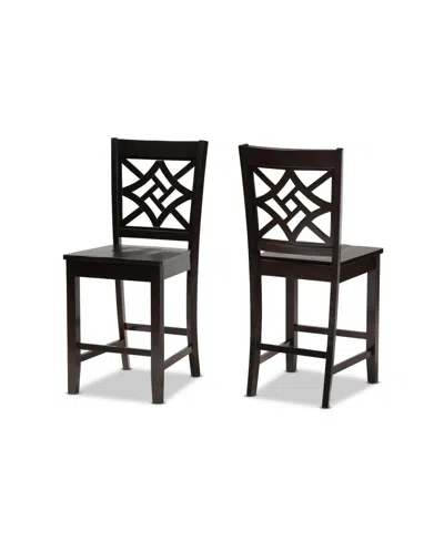 BAXTON STUDIO NICOLETTE MODERN AND CONTEMPORARY TRANSITIONAL WOOD COUNTER STOOL SET, 2 PIECE