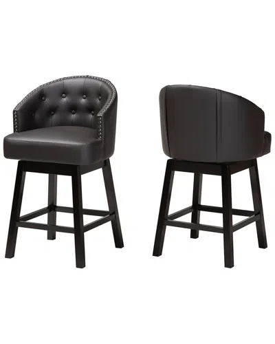 BAXTON STUDIO BAXTON STUDIO THERON MID-CENTURY 2PC SWIVEL COUNTER STOOL SET