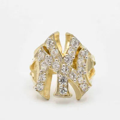BAYAM YORK YANKEES RING REAL SOLID 10K YELLOW GOLD ALL SIZES