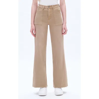 BAYEAS BAYEAS RAW HEM HIGH WAIST UTILITY WIDE LEG JEANS