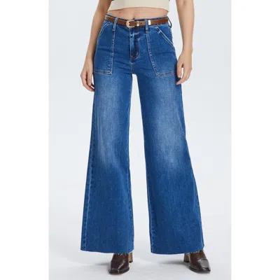 BAYEAS BAYEAS RAW HEM HIGH WAIST UTILITY WIDE LEG JEANS