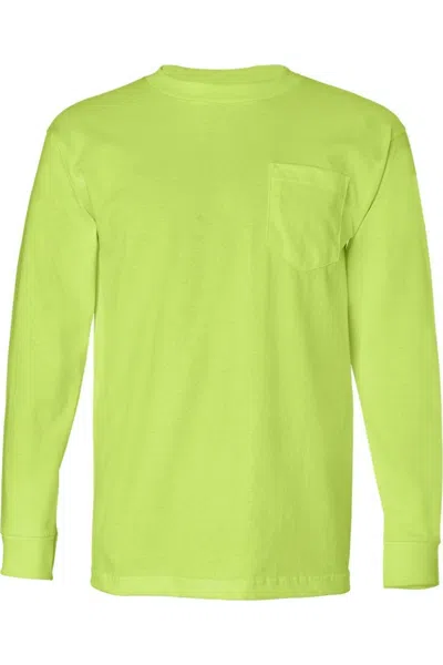 BAYSIDE USA-MADE LONG SLEEVE T-SHIRT WITH A POCKET