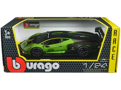 BBURAGO LAMBORGHINI ESSENZA SCV12 #63 GREEN METALLIC AND BLACK "SQUADRA CORSE" "RACE" SERIES 1/24 DIECAST MO