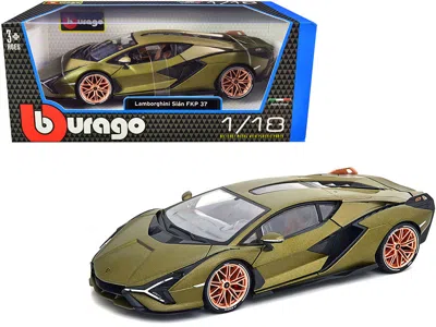 BBURAGO LAMBORGHINI SIAN FKP 37 MATT GREEN METALLIC WITH COPPER WHEELS 1/18 DIECAST MODEL CAR BY BBURAGO