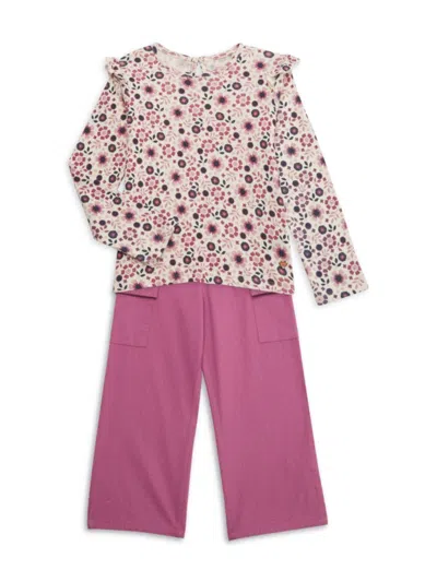BCBGENERATION BCBGENERATION LITTLE GIRL'S 2-PIECE PRINTED TOP & PANTS SET