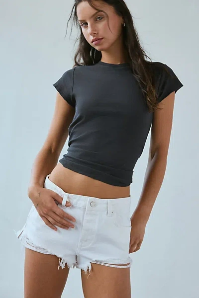 BDG GEORGIE DENIM CUTOFF SHORT IN OPTIC WHITE, WOMEN'S AT URBAN OUTFITTERS