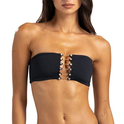 BEACH BUNNY SWIMWEAR NOELANI BANDEAU TOP BLACK
