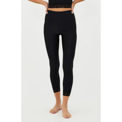 BEACH RIOT BEACH RIOT TAYLOR LACE TRIM RIB CROP LEGGINGS