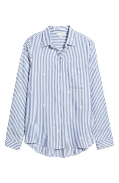 BEACHLUNCHLOUNGE BEACHLUNCHLOUNGE KAYLEE HEART STRIPE LONG SLEEVE BUTTON-UP SHIRT