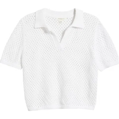 BEACHLUNCHLOUNGE BEACHLUNCHLOUNGE TAE SHORT SLEEVE OPEN KNIT POLO SWEATER