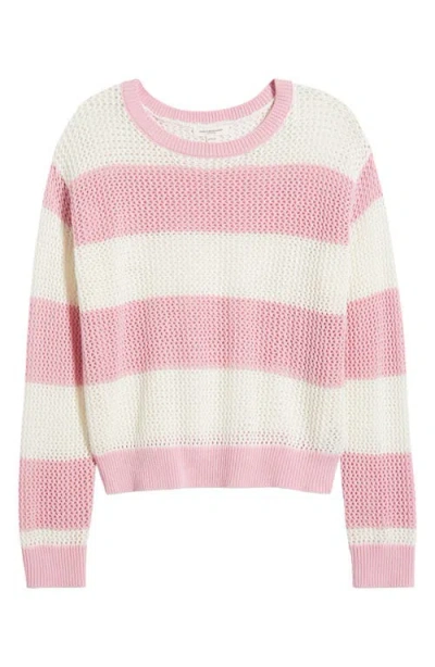BEACHLUNCHLOUNGE BEACHLUNCHLOUNGE TRESA STRIPE CROCHET CREWNECK SWEATER