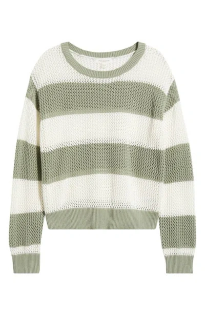 BEACHLUNCHLOUNGE BEACHLUNCHLOUNGE TRESA STRIPE CROCHET CREWNECK SWEATER