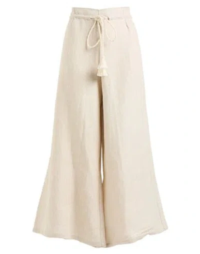 BEACHSIDE BEACHSIDE WOMAN PANTS BEIGE SIZE M LINEN, COTTON