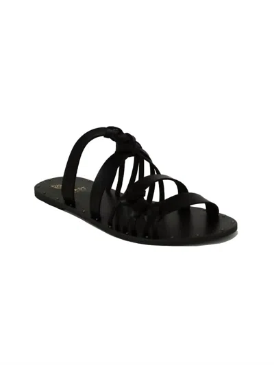 BEAST FASHION TRAVIS STRAPPY FLAT SANDAL IN BLACK
