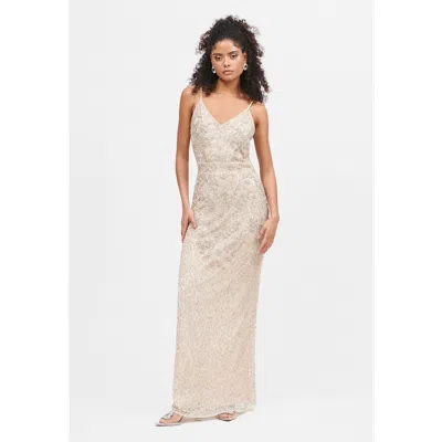 BEAUUT BEAUUT OCCASION EMBELLISHED SEQUIN BEADED V NECK WITH STRAPS EVENING MAXI DRESS