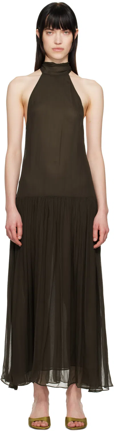 BEC & BRIDGE BROWN INKA HIGH NECK MAXI DRESS