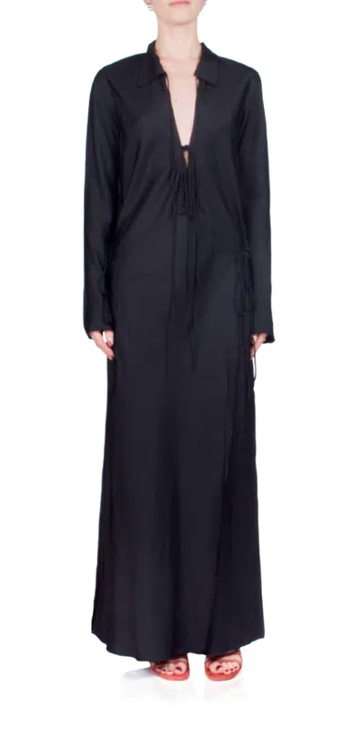 BEC & BRIDGE EMERY LONG SLEEVE TIE MAXI DRESS IN BLACK