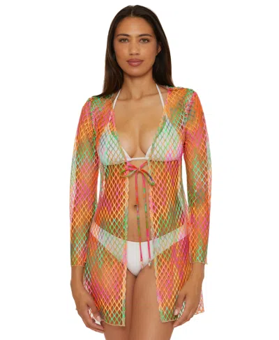 BECCA WOMEN'S MIRAGE FISHNET TUNIC COVER-UP