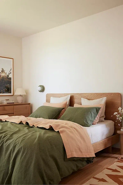 BED THREADS FRENCH FLAX LINEN BEDDING SET IN OLIVE STRIPE/TERRACOTTA/OATMEAL AT URBAN OUTFITTERS