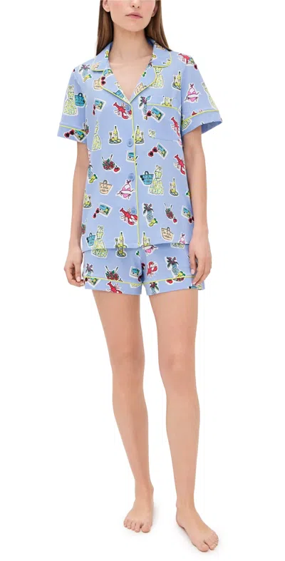 BEDHEAD PJS COTTON JERSEY KNIT CLASSIC SHORTY PAJAMA SET ISLAND LIFE