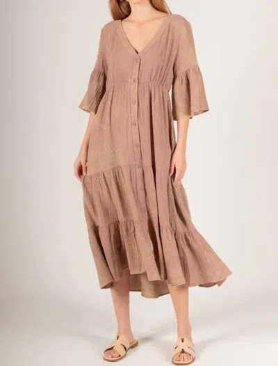 BEFORE YOU COLLECTION MINERAL WASH BUTTON UP MIDI DRESS IN PLUM