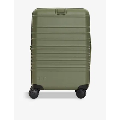 BEIS IN OLIVE CARRY-ON ROLLER 4-WHEEL POLYCARBONATE CABIN SUITCASE 58CM
