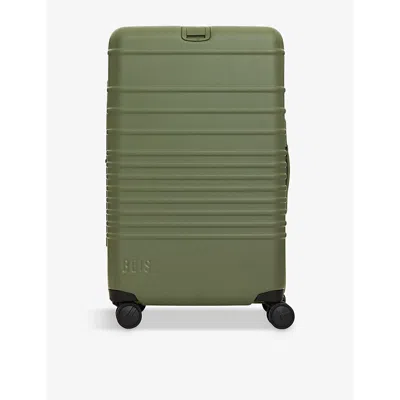 BEIS IN OLIVE THE MEDIUM CHECK-IN ROLLER FOUR-WHEEL POLYCARBONATE SUITCASE 72CM X 48CM