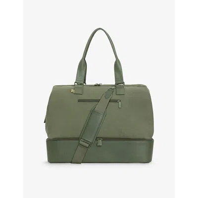 BEIS IN OLIVE WEEKENDER CANVAS AND VEGAN-LEATHER TOTE BAG