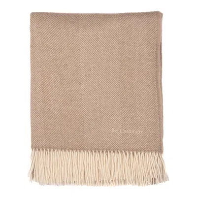 BEL CASHMERE NEUTRALS HERRINGBONE CASHMERE BIG BLANKET