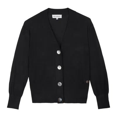 BEL CASHMERE WOMEN'S BLACK CAPRI SILK AND CASHMERE CARDIGAN