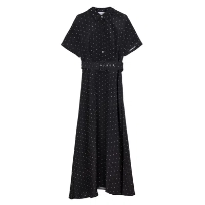BEL CASHMERE WOMEN'S BLACK / WHITE MONACO SILK DRESS BLACK WITH DOTS
