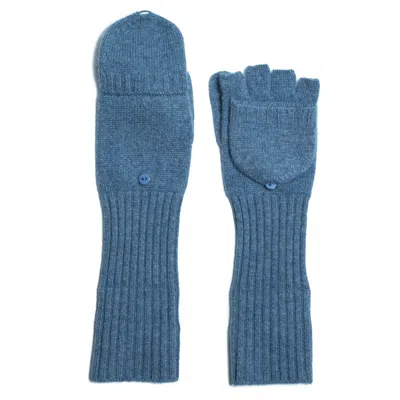 BEL CASHMERE WOMEN'S LONG CASHMERE MITTENS BLUE