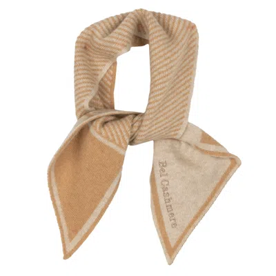BEL CASHMERE WOMEN'S NEUTRALS STRIPPED CASHMERE SCARF CAMEL