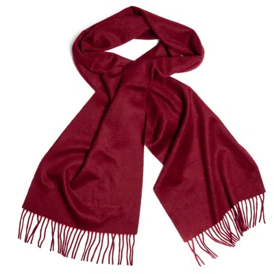 BEL CASHMERE WOMEN'S RED CASHMERE SCARF WITH FRINGES BURGUNDY