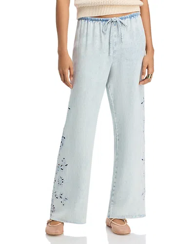 BELLA DAHL LINEN SIDE EMBROIDERED BEACH PANTS